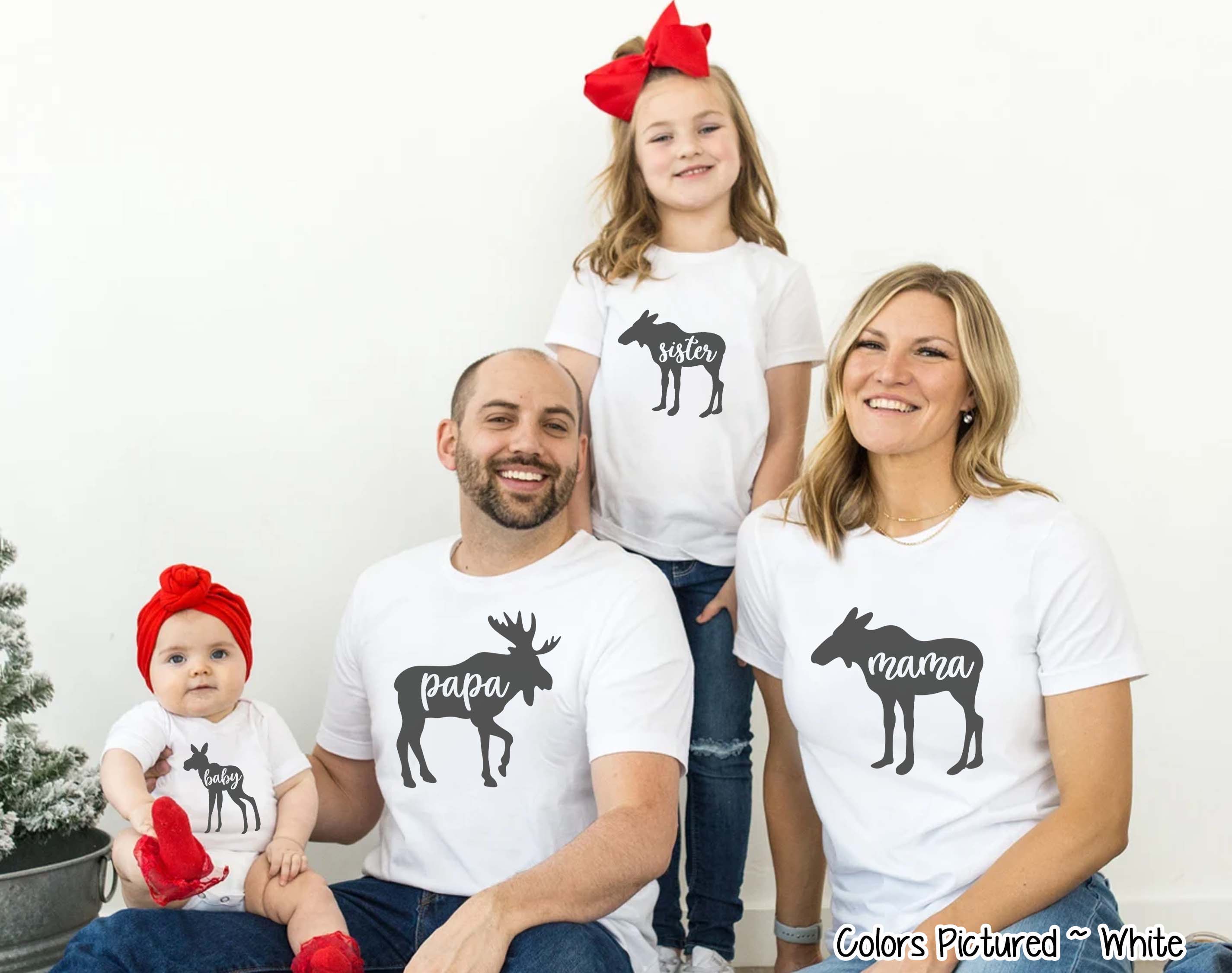 Personalized Family Matching Group Moose Christmas Tee