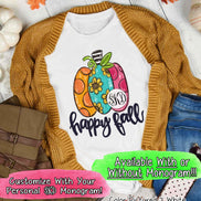 Bright Multi Color Pumpkin Monogram Tee