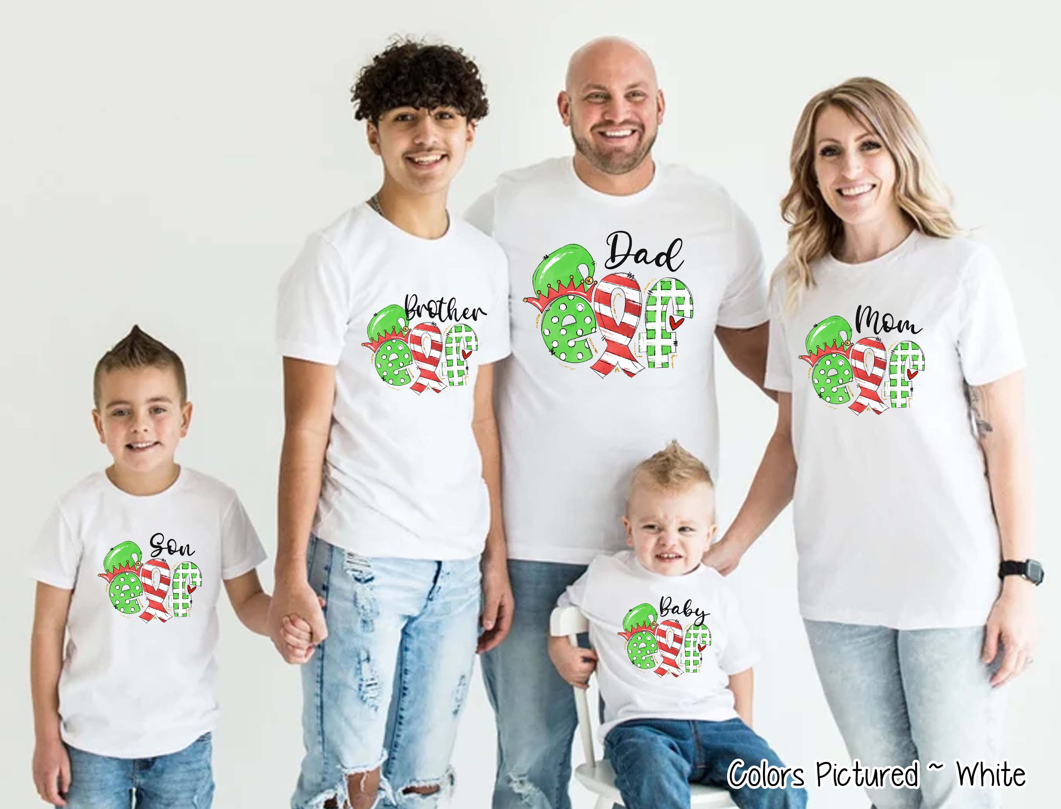 Personalized Family Matching Group Fancy Elf Christmas Tee