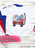 Patriotic Red Wagon Customized with Name Tee