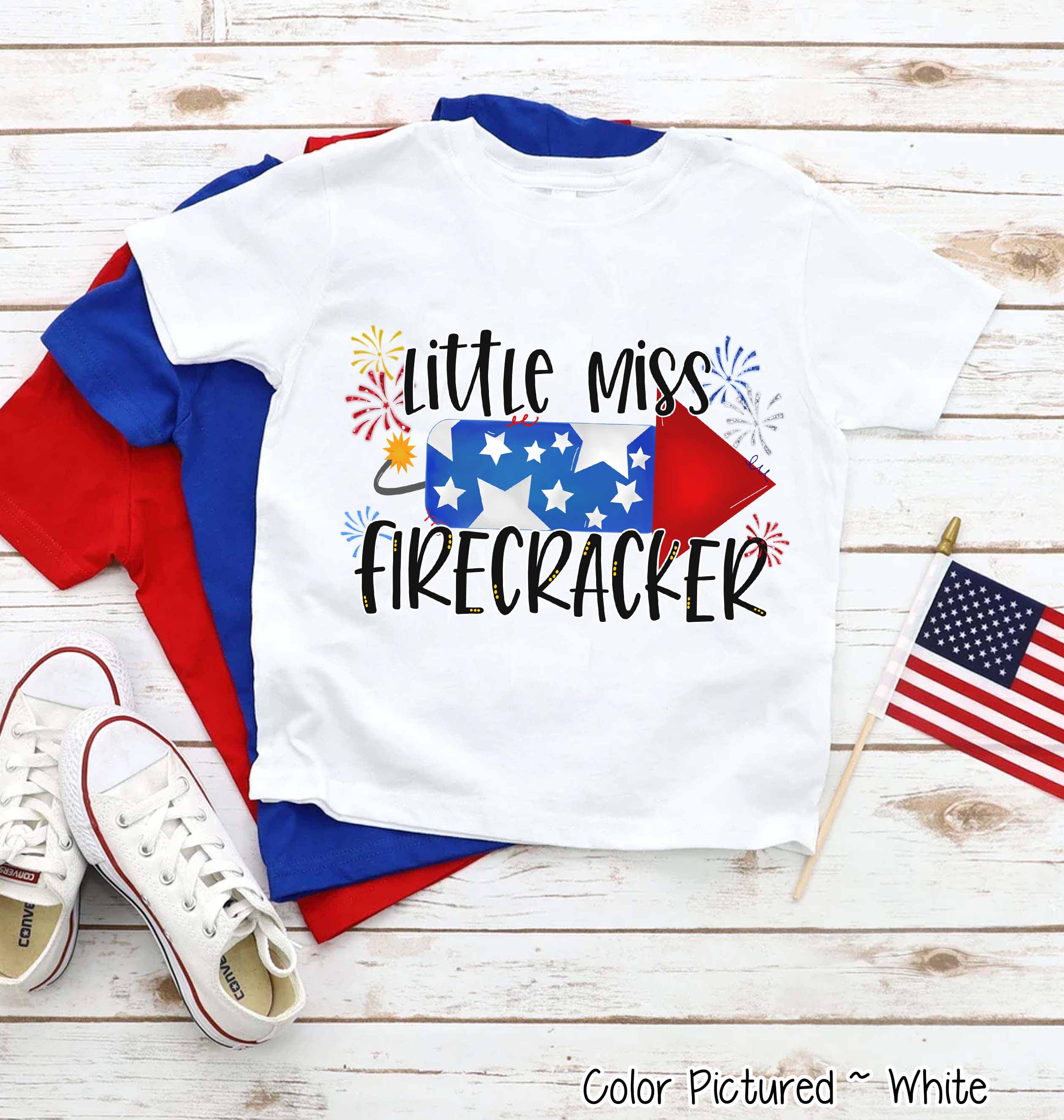 Little Miss Firecracker Patriotic Tee