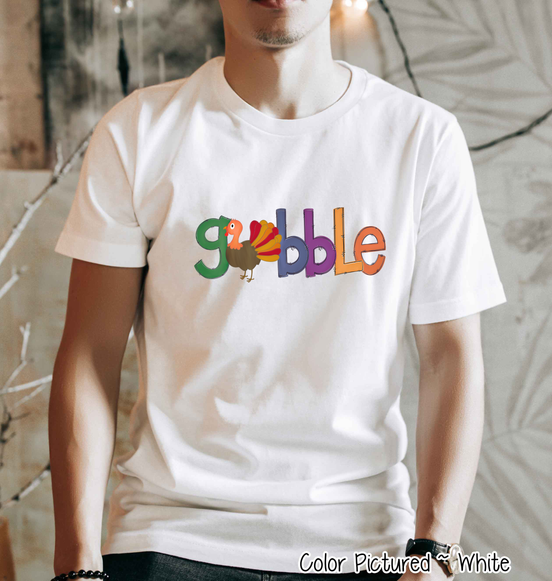 Orange, Blue, Purple Gobble with Turkey Tee