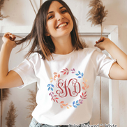 Monogram Watercolor Fall Leaf Wreath Tee