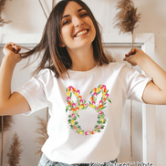 Bunny Head with Tulips Easter Tee