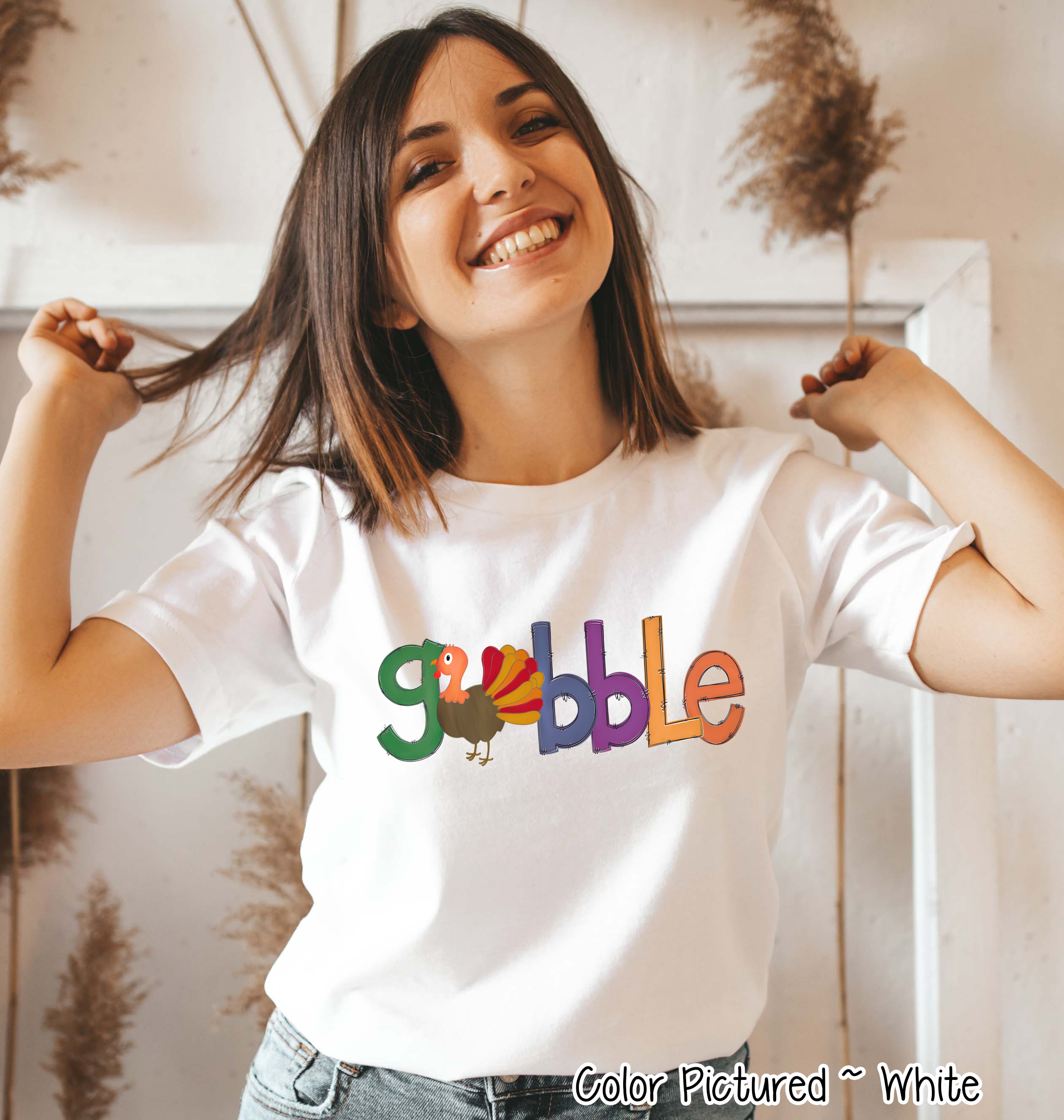Orange, Blue, Purple Gobble with Turkey Tee