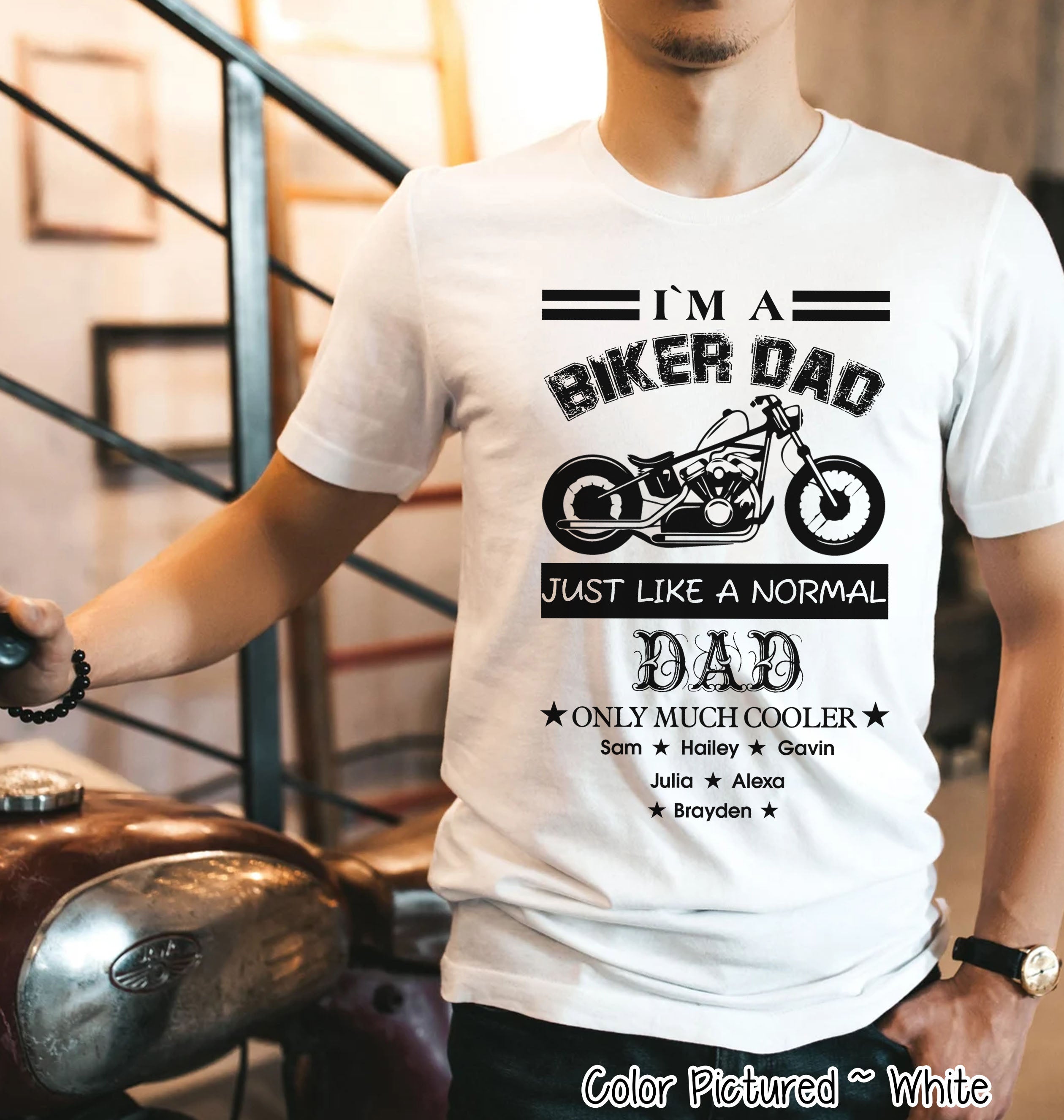 Custom Dad-Father-Papa-Grandpa Biker Tee
