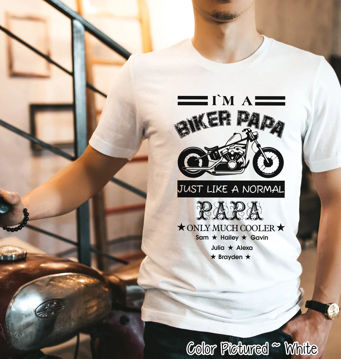 Custom Dad-Father-Papa-Grandpa Biker Tee