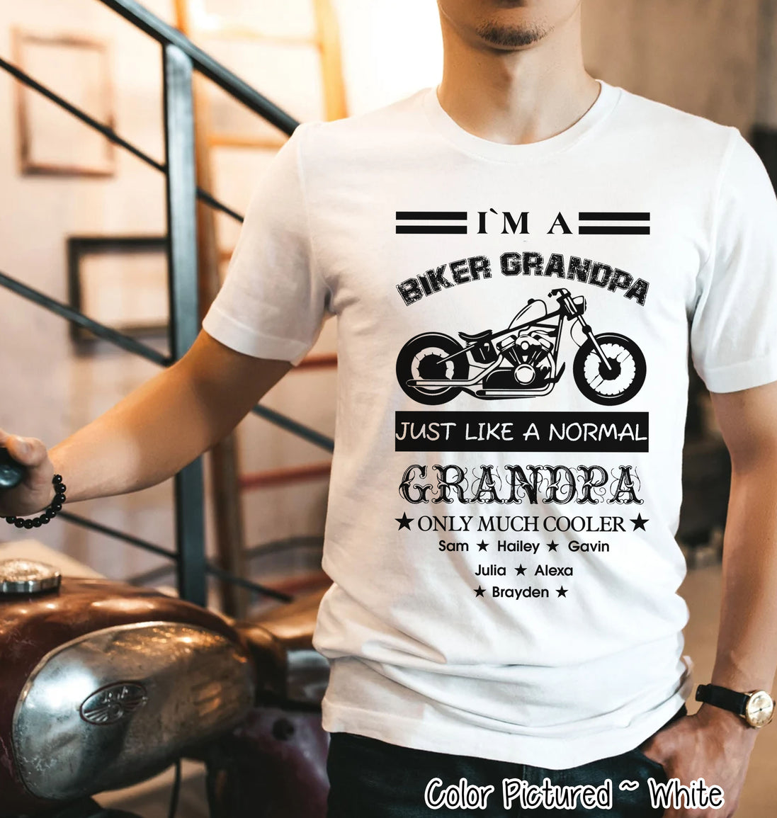 Custom Dad-Father-Papa-Grandpa Biker Tee