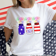 Patriotic Mason Jar Set Monogram Tee