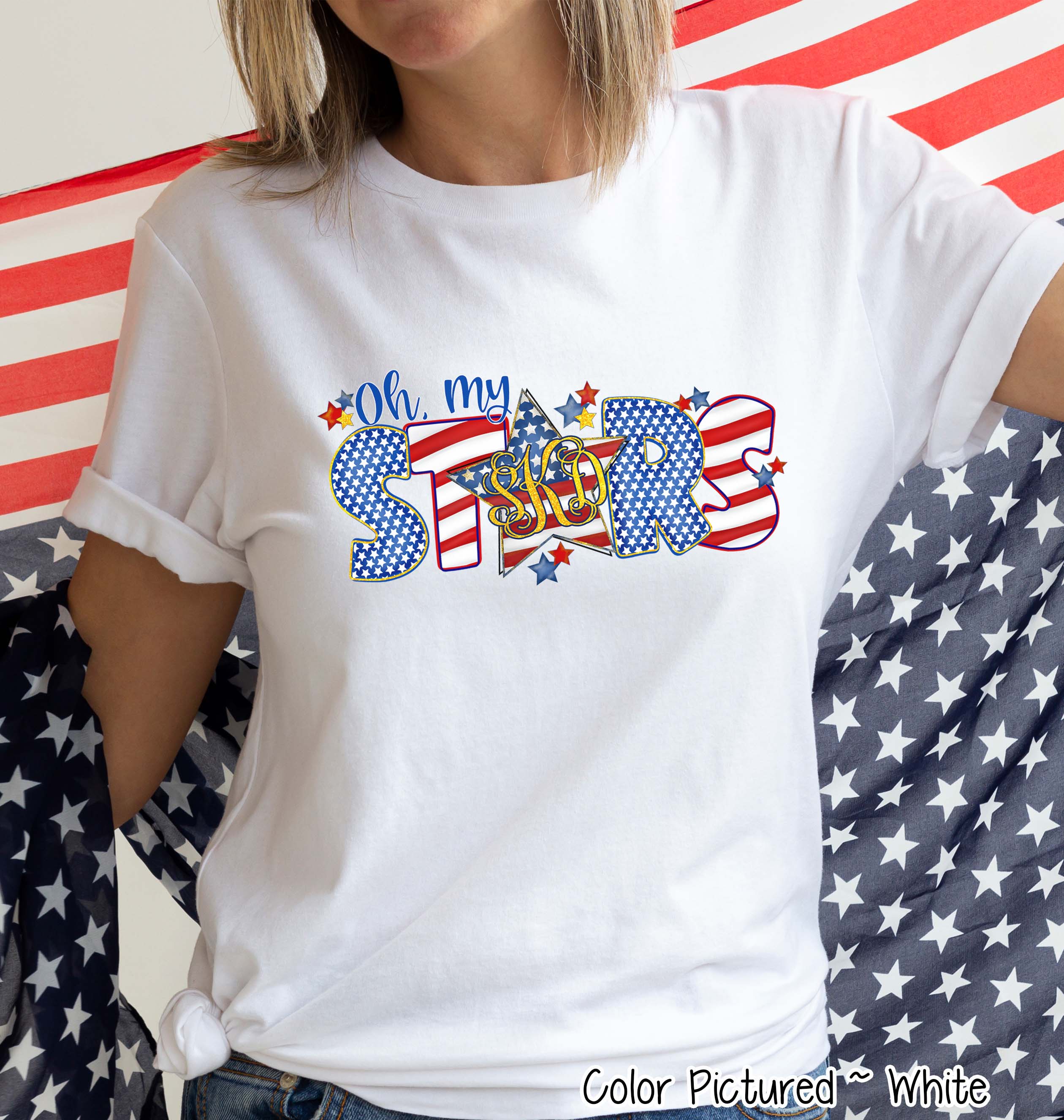 Oh My Stars Patriotic Monogram Tee