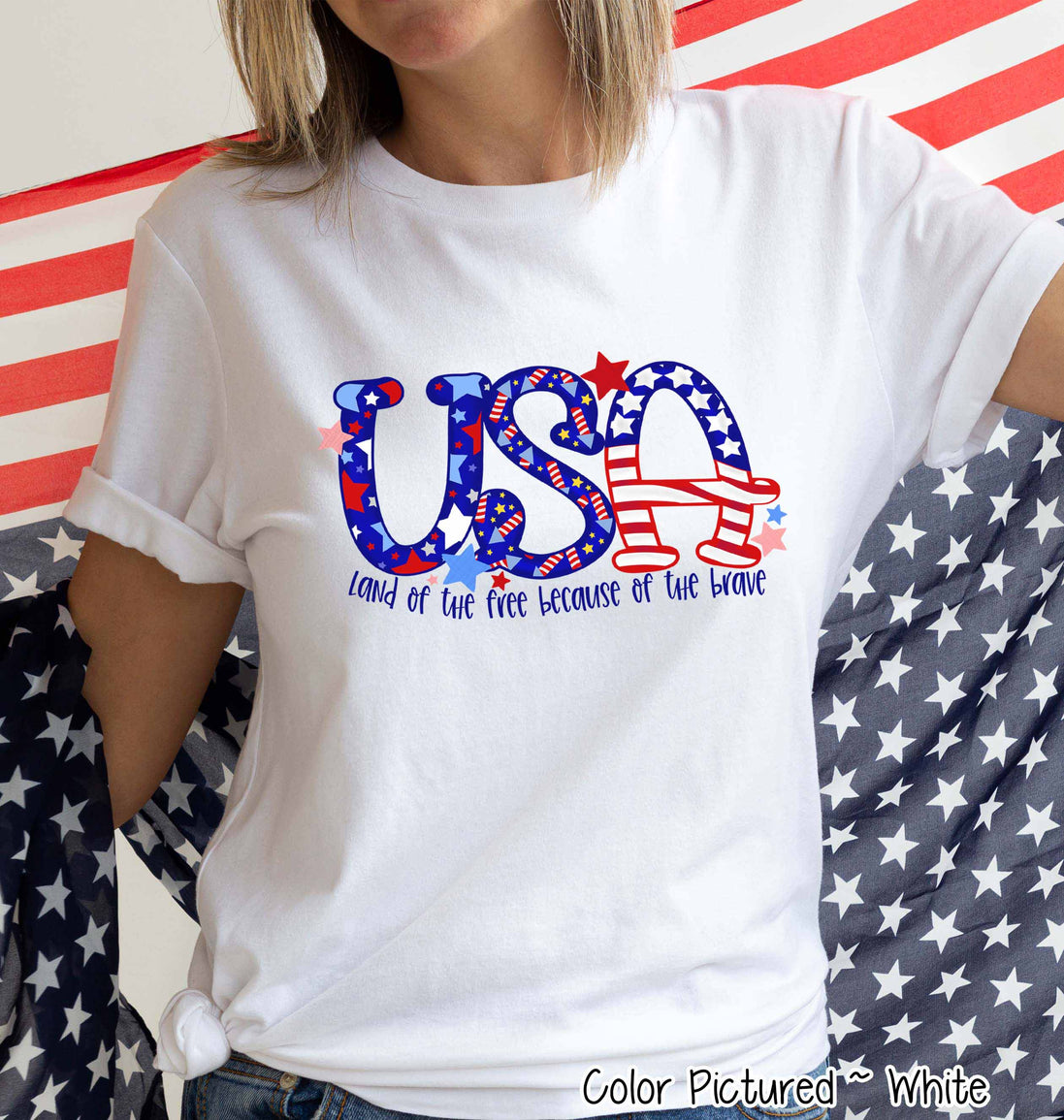 USA Land of the Free Patriotic Tee