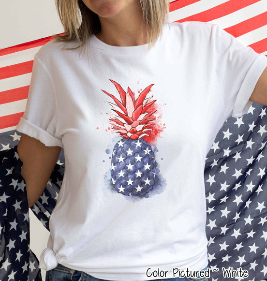 Pinapple Watercolor Patriotic Tee