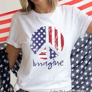 Imagine Peace Patriotic Distressed Tee
