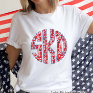 Big Monogram Patriotic Scallop Floral Tee