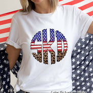 Big Monogram Patriotic Scallop Flag and Leopard Tee