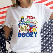 Red White and Boozy Monogram Funny Tee