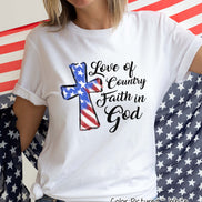 Love of Country Faith In God Patriotic Cross Tee