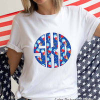 Big Monogram Patriotic Ice Cream Tee