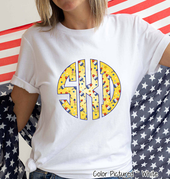 Big Monogram Bomb Pop Patrotic Tee