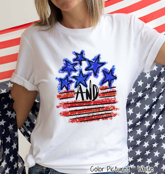 Stars & Stripes Watercolor Patriotic Tee