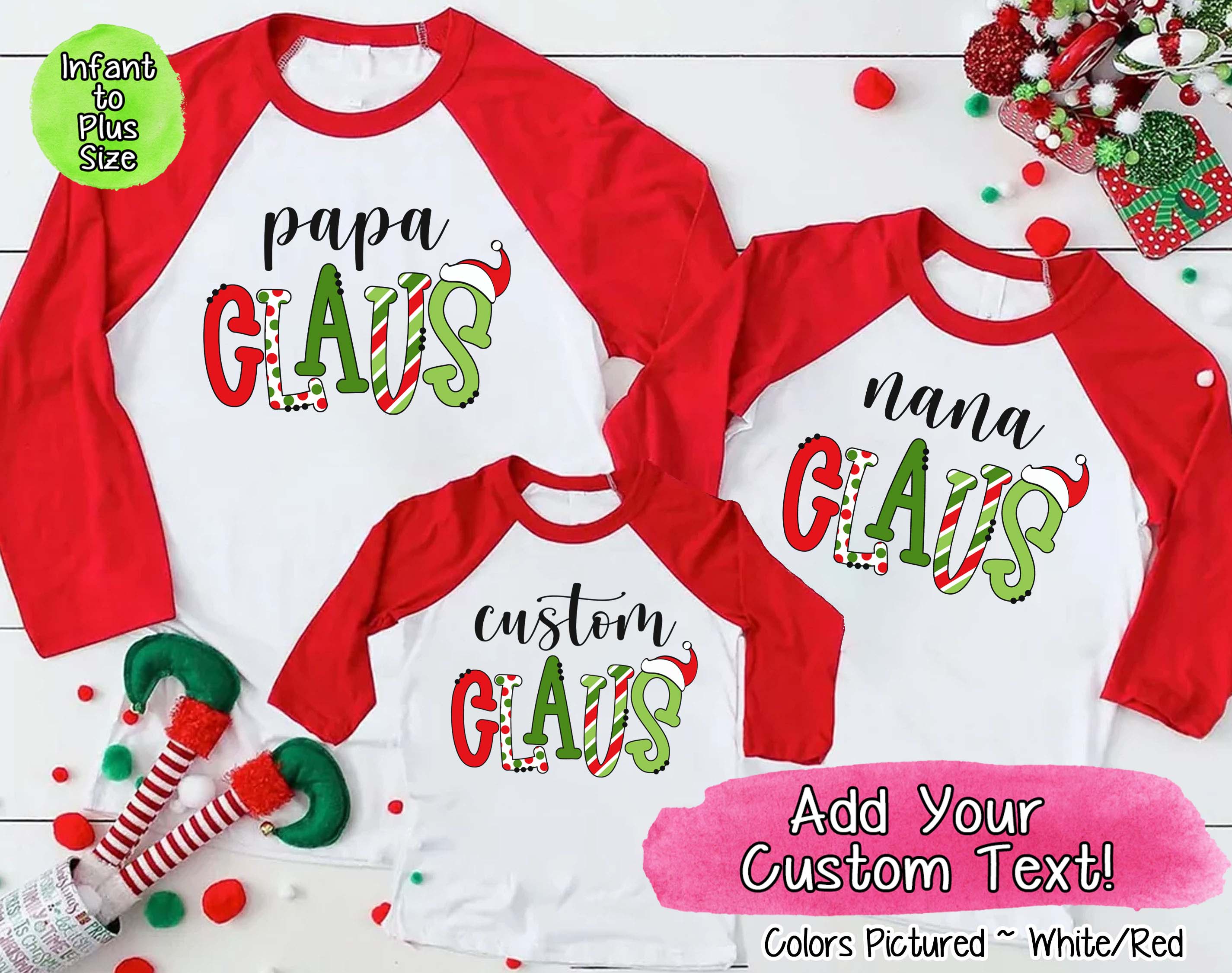 Personalized Family Matching Group Clause Christmas Raglan Tee
