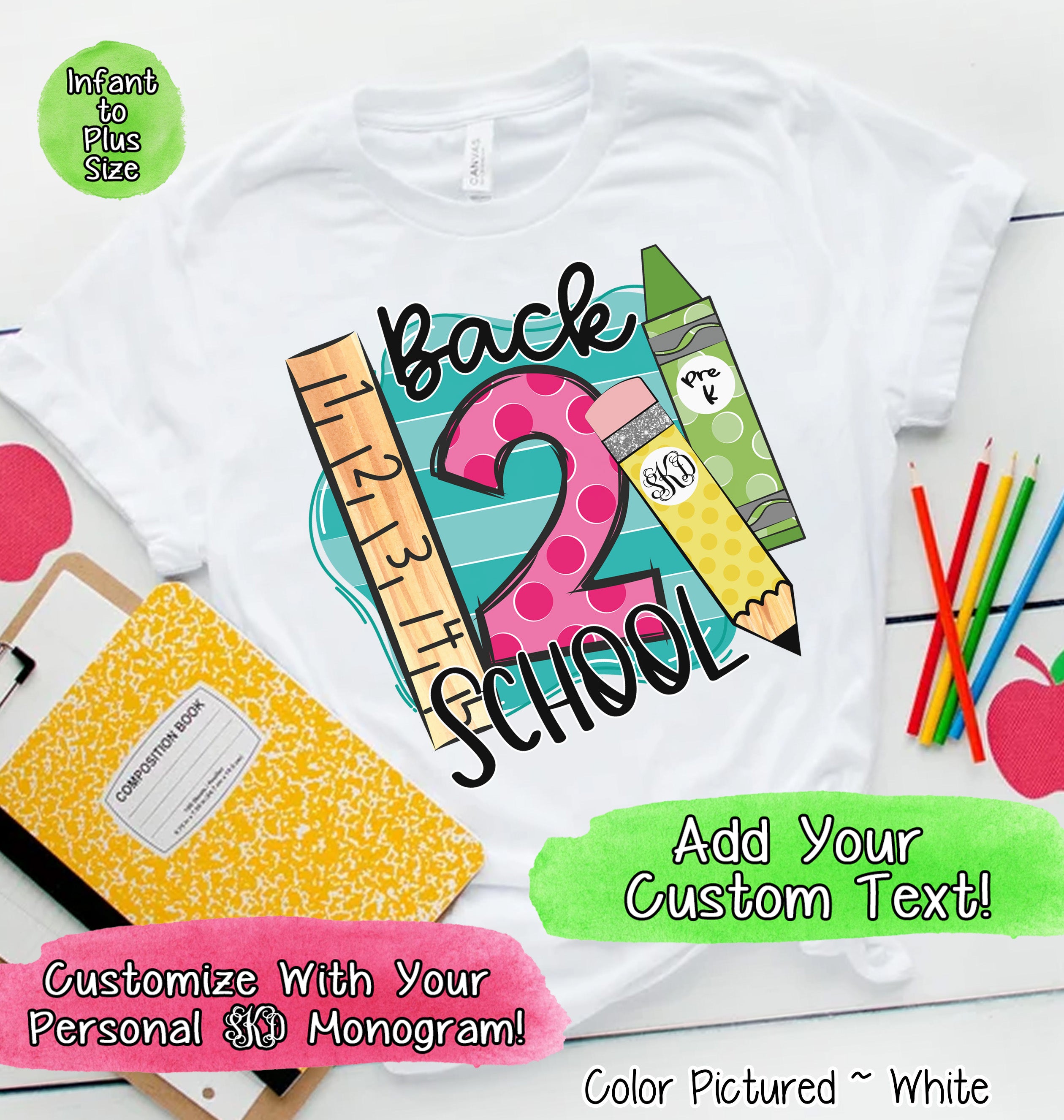 Monogram Back To School with Grade Tee