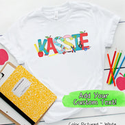 Personalized Doodle School Supplies Name Tee