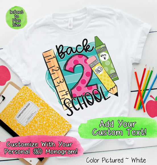 Monogram Back To School with Grade Tee