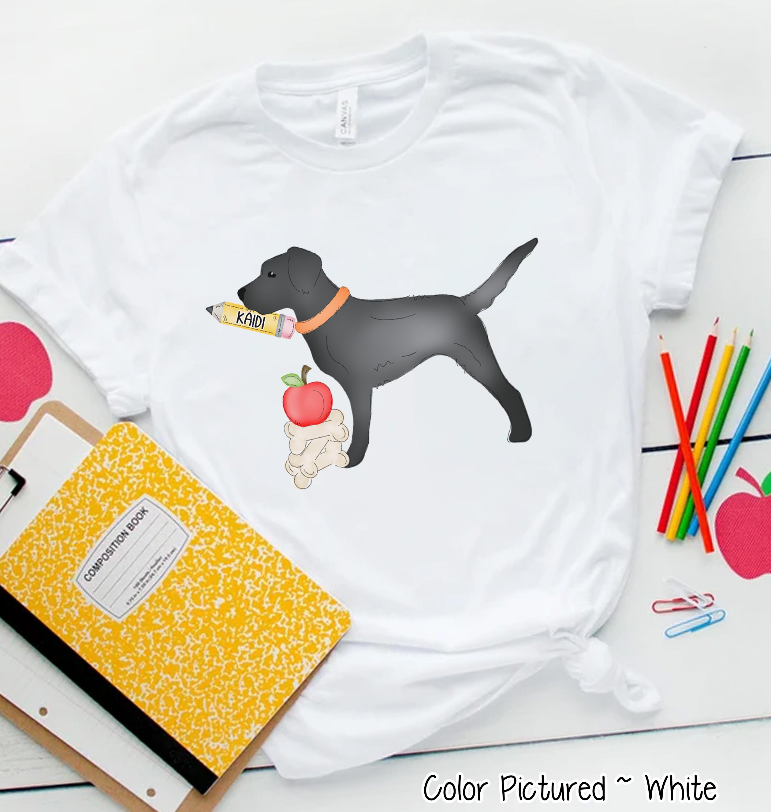Personalized Black Lab Back To School Tee