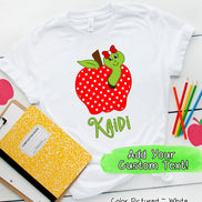 Personalized Red Apple with Worm Tee
