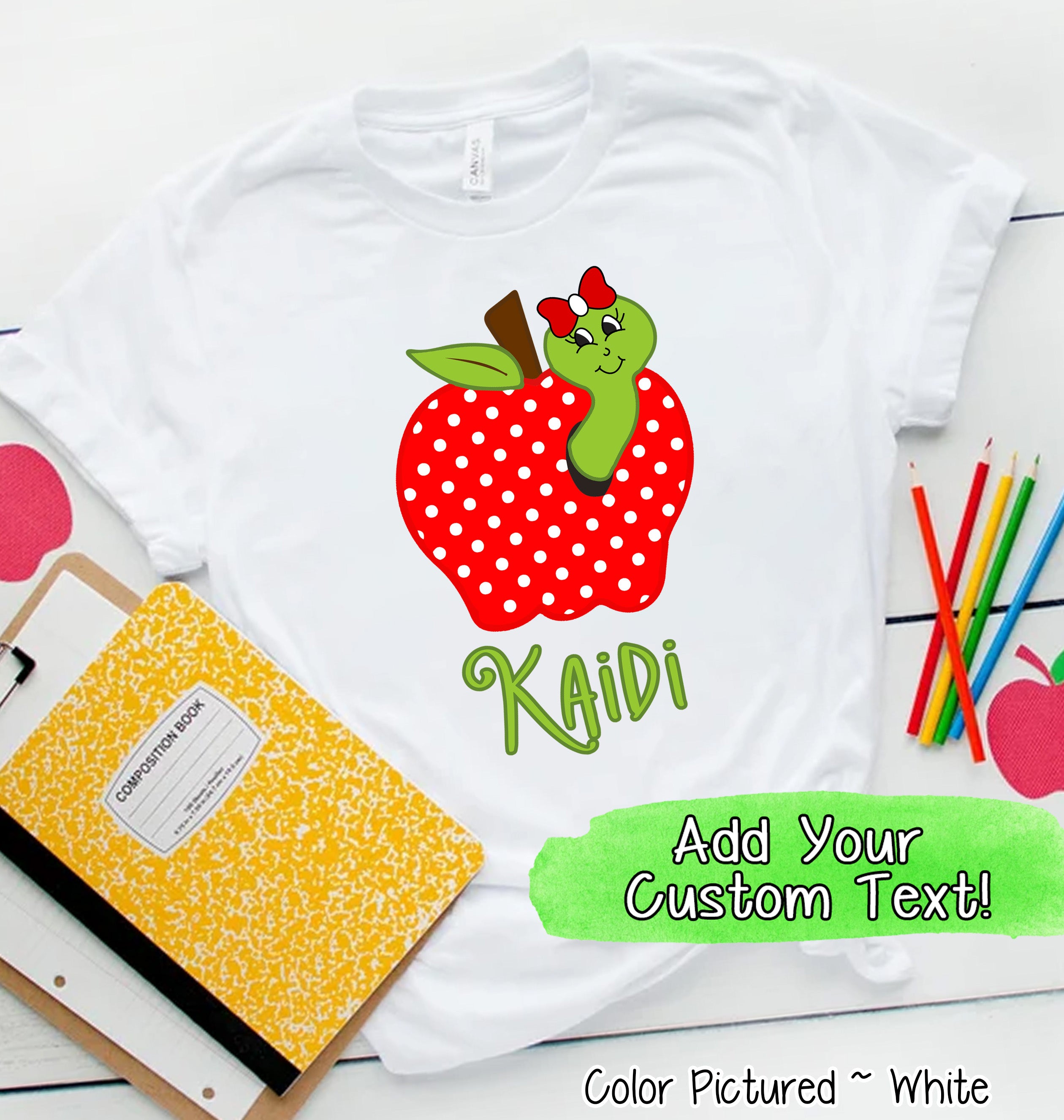 Personalized Red Apple with Worm Tee