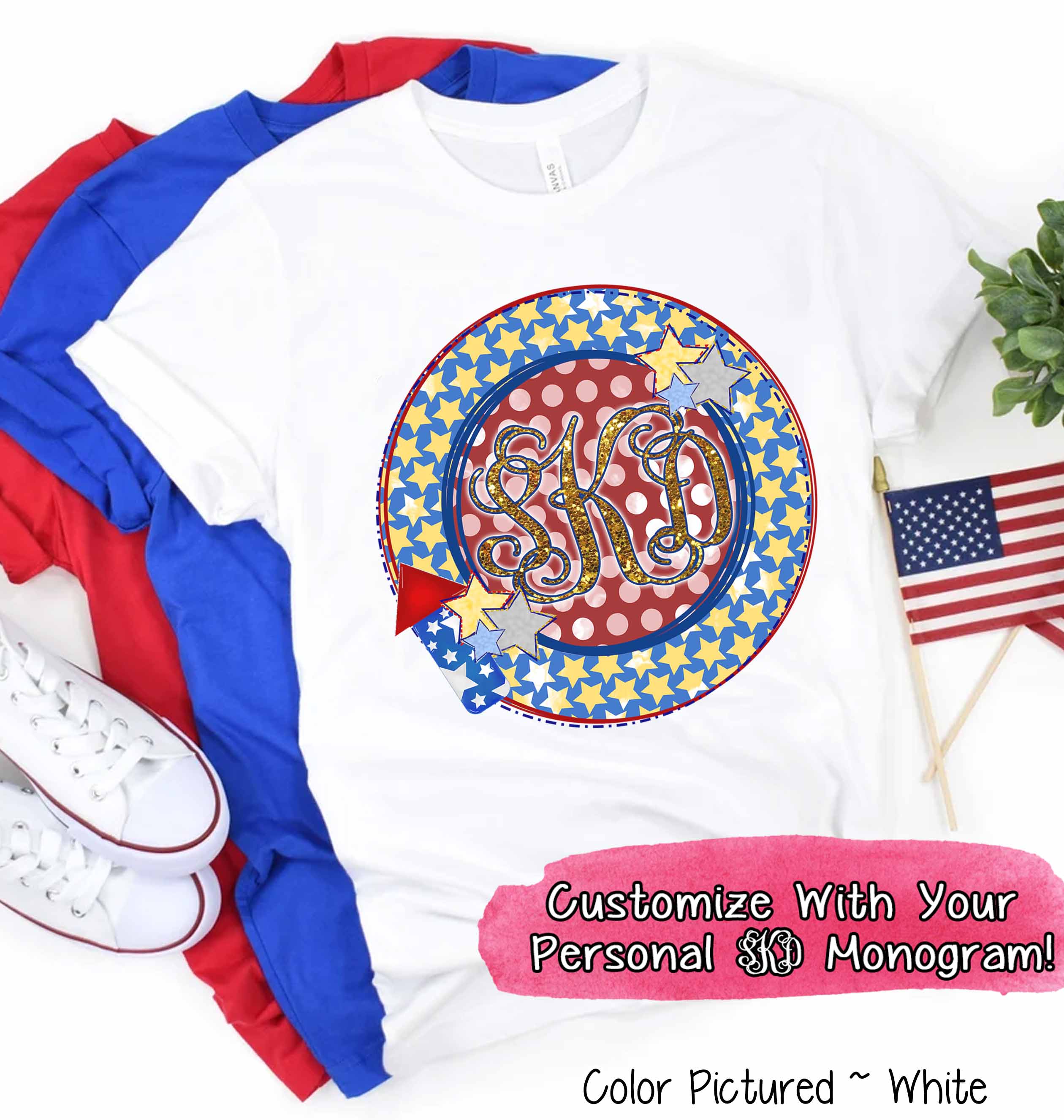 Patriotic Monogram Frame Tee