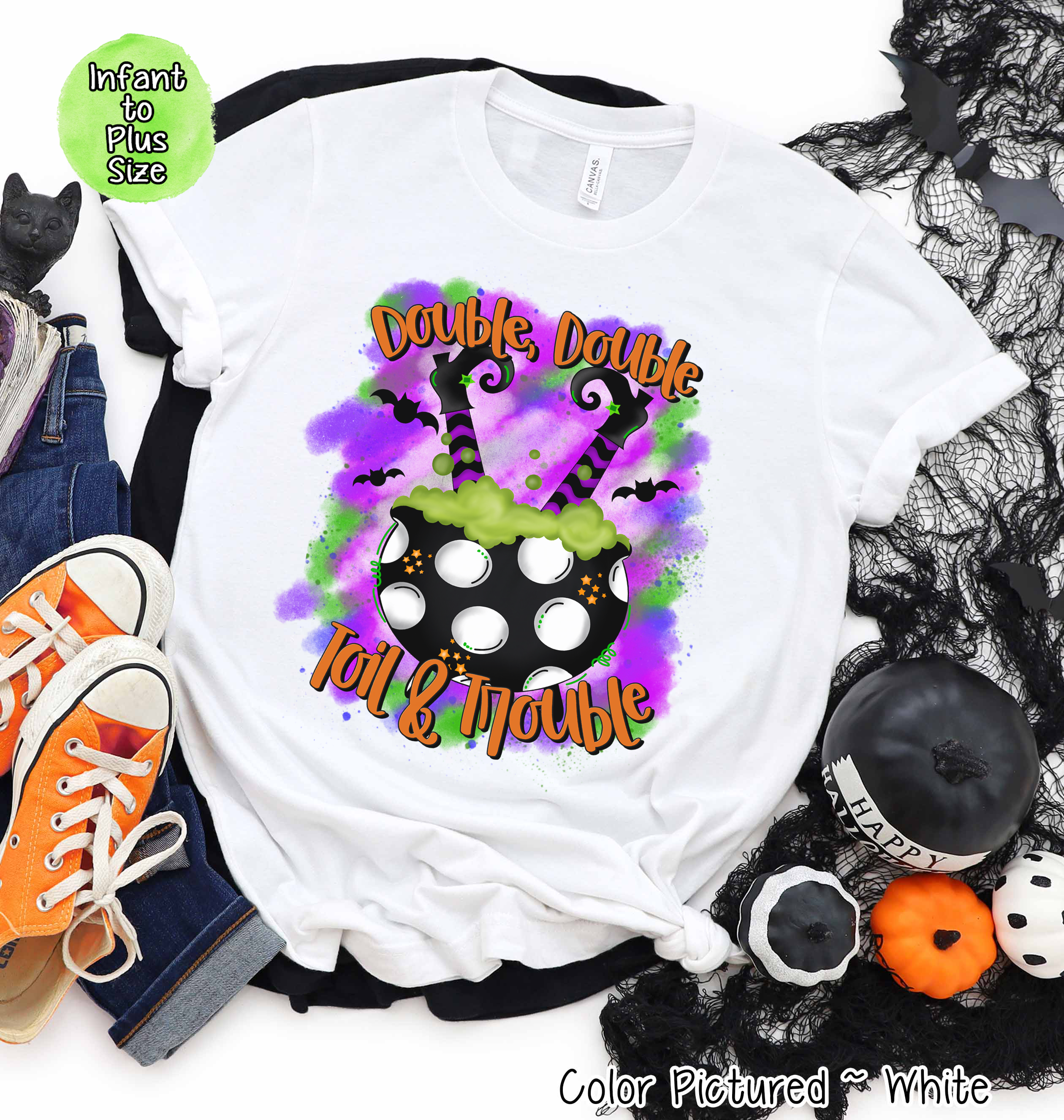 Double Trouble Witch Halloween Tee