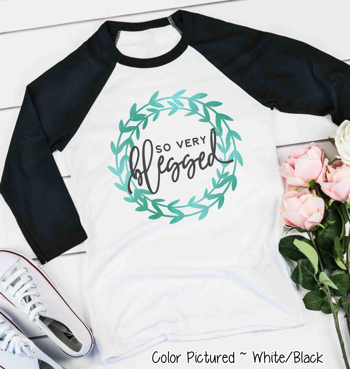 So Very Blessed Wreath Raglan Tee