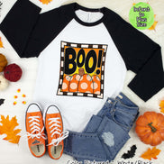 Boo Pumpkin Cute Halloween Raglan Tee
