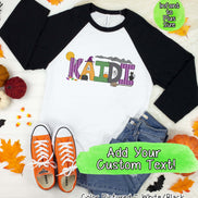 Personalized Doodle Letters  Halloween Raglan Tee