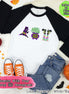 Monogram Witch Icons Halloween Raglan Tee