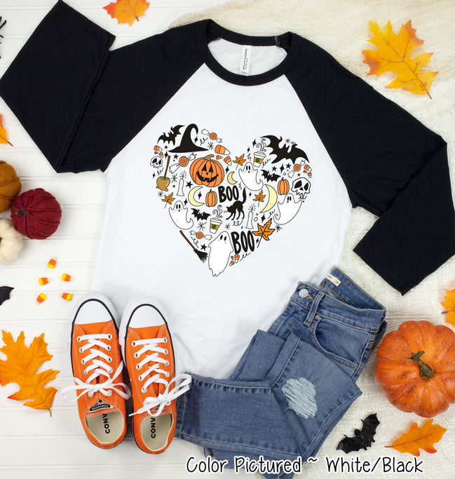 Cute Icon Heart Halloween Raglan Tee