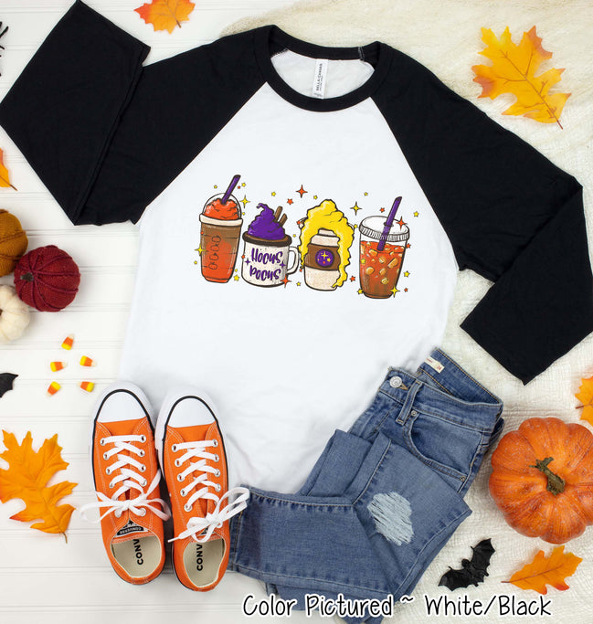 Hocus Pocus Coffee Latte Halloween Raglan Tee
