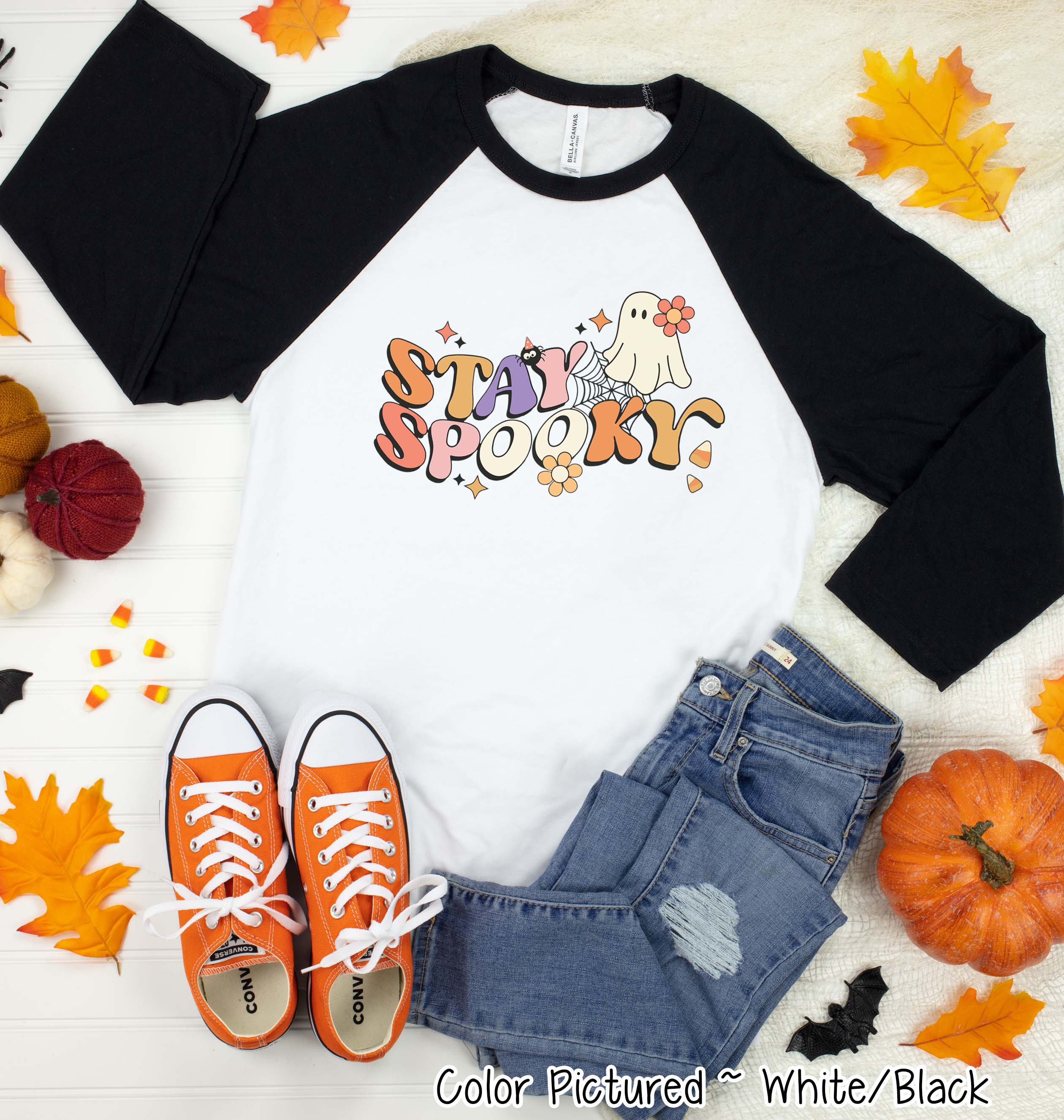 Retro Stay Spooky Halloween Raglan Tee