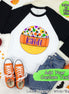 Personalized Candy Corn Frame with Custom Name Halloween Raglan Tee