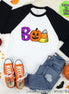 Boo Pumpkin Doodle Halloween Raglan Tee