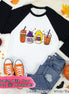 Monogram Hocus Pocus Coffee Latte Halloween Raglan Tee