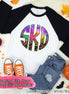 Big Monogram Watercolor & Leopard Halloween Raglan Tee