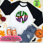 Big Monogram Beetle Halloween Raglan Tee