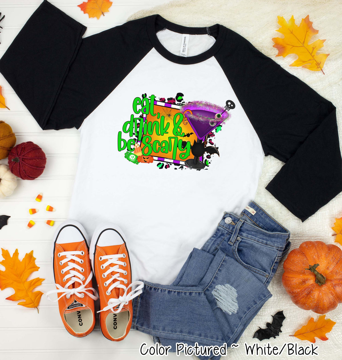 Eat Drink & Be Scary Halloween Raglan Tee