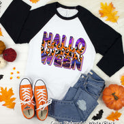 Swirl Leopard Halloween Raglan Tee
