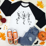 Dancing Skelatons Halloween Raglan Tee