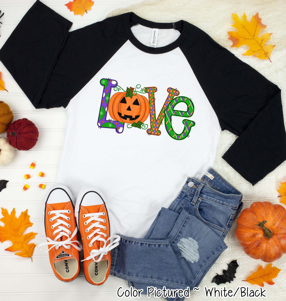 Pumpkin LOVE Halloween Raglan Tee