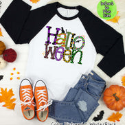 Halloween Doodle Letters Halloween Raglan Tee